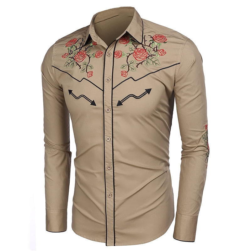 Per uomo Rosa Stampe astratte Camicia Camicia occidentale Camicia da cowboy Manica lunga Di tendenza Streetwear Originale Esterno Giornaliero Autunno inverno Collo ripiegabile Stampa Bottone giù Nero del 2025 a $26.99 –P9