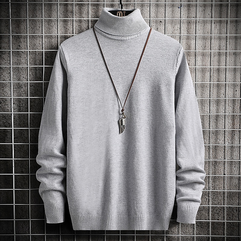 Men's Sweater Pullover Sweater Jumper Ribbed Knit Knitted Plain Mock Neck Stylish Casual Daily Wear Vacation Clothing Apparel Spring &  Fall Black White S M L 2025 - $23.99 –P4