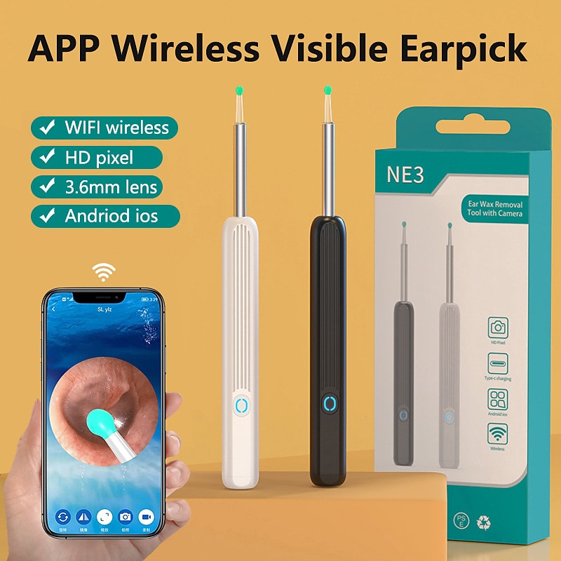 Rechargeable Ear Wax Removal Endoscope Kit with 5 Scoops, 8 Picks, and 1080P Camera, 1296P FHD Wireless Ear Otoscope with 6 LED 3.6mm Visual Ear Scope Camera 2025 - $35.99 –P5