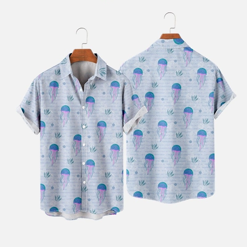 Herren Tier Tropisch Fische Hemd Hawaiihemd Sommerhemd Aloha-Shirt Kurze Ärmel Hemd Umlegekragen Tropisch Modisch Hawaiianisch Strasse Casual Hawaiianisch Rote Blau Grau S M L 2025 - $24.99 –P7