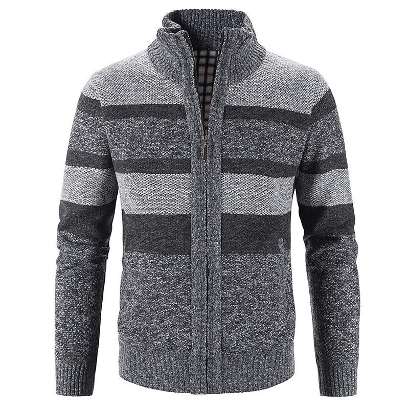 Herren Pullover Strickjacke Zip Pullover Reißverschluss Pullover Jacke Gerippt Stricken Strick Farbblock Ständer Modisch Casual Sport Freizeitskleidung Bekleidung Herbst Winter Marineblau Blau M L XL 2025 - $30.99 –P9