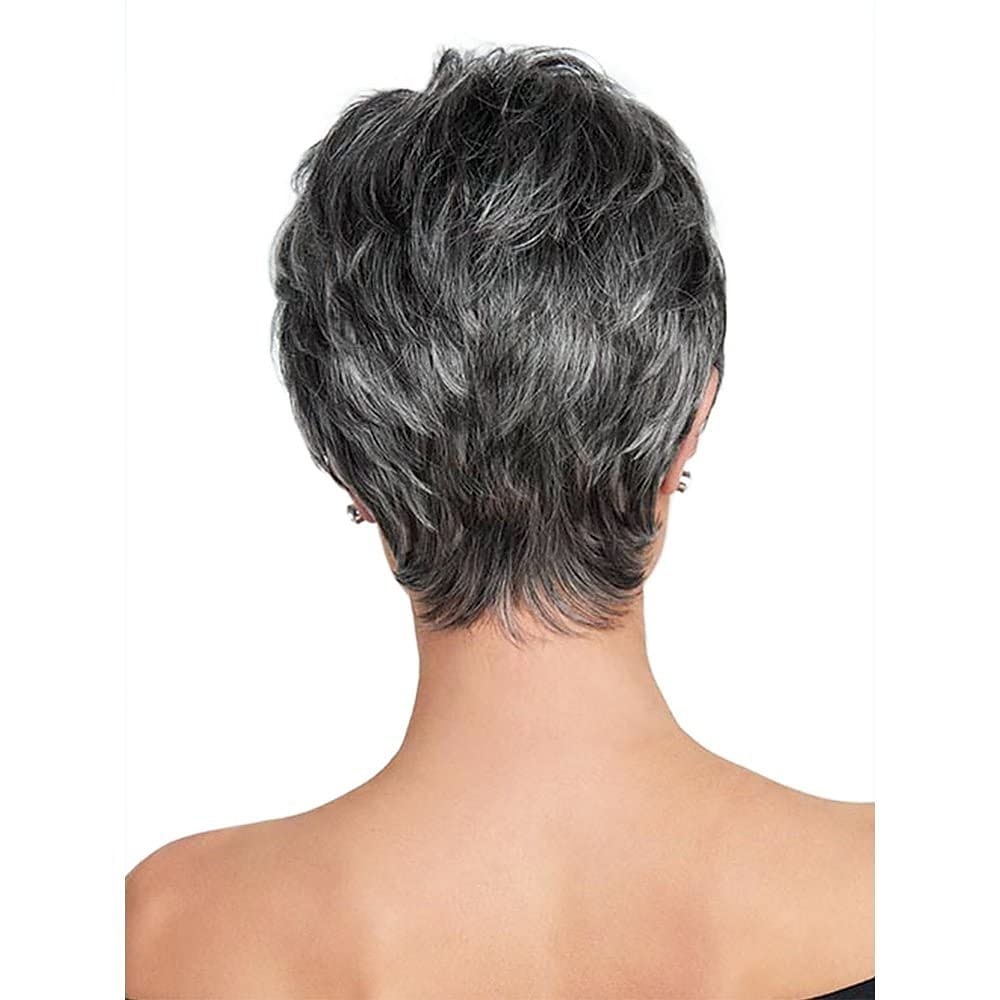 Gray Wigs for Women Fluffy and Undeformed Black Gray Gradient Short Wig Natural Appearance Gray Pixie Cut Wigs Suitable for Middle-aged and Older Women's Daily Use Wigs Costume Cosplay Wigs 2025 - $25.99 –P3