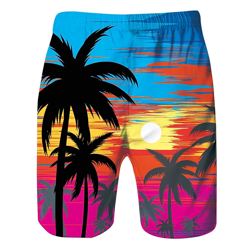 Men's Coconut Tree Graphic Prints Swim Trunks Swim Shorts Board Shorts Mid Waist Hawaiian Boho Casual Daily Holiday Drawstring with Mesh lining Elastic Waist Designer Clothing Apparel 2025 - $19.99 –P2