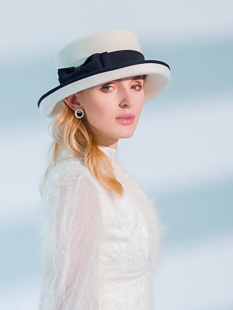 cappelli 100% lana cappello fedora casual tea party elegante con copricapo copricapo bowknot del 2026 a $75.99 –P15