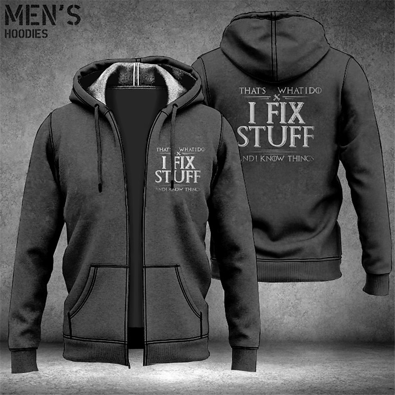 Men's Full-Zip Hoodie - "That's What I Do I Fix Stuff & I Know Things" Graphic Long Sleeve Hooded Sweatshirt 2026 - $31.99 –P4
