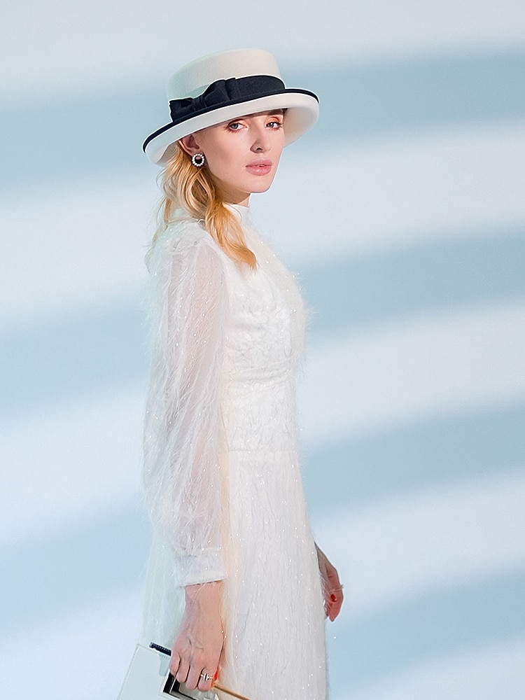 cappelli 100% lana cappello fedora casual tea party elegante con copricapo copricapo bowknot del 2026 a $75.99 –P14