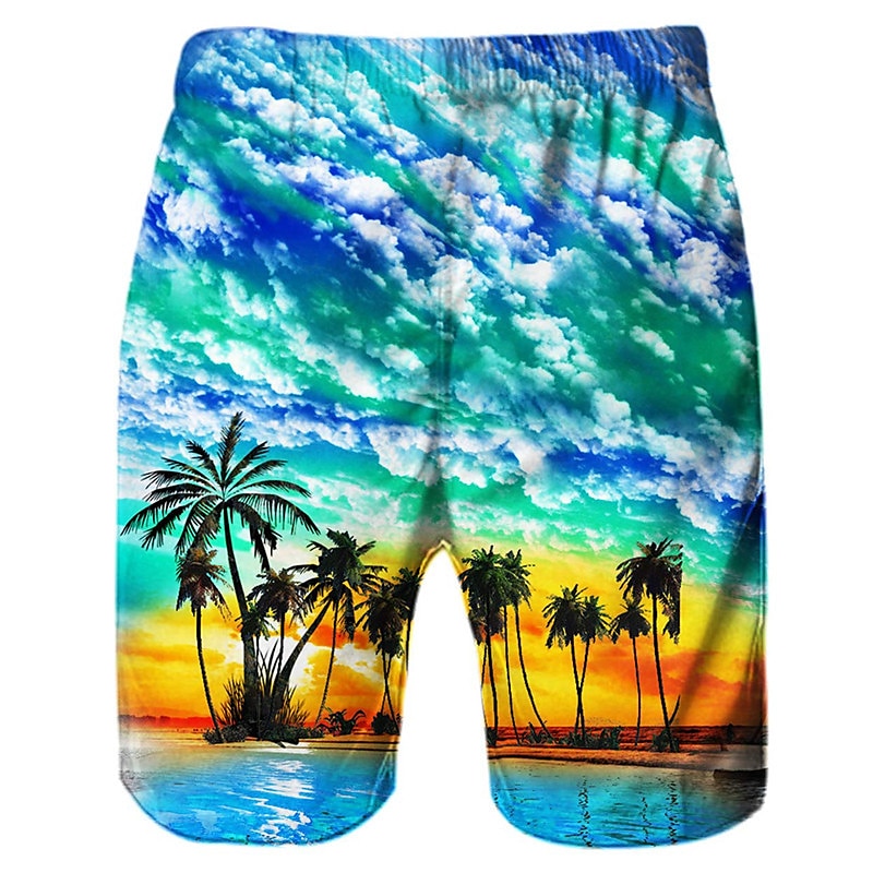 Men's Coconut Tree Graphic Prints Swim Trunks Swim Shorts Board Shorts Mid Waist Hawaiian Boho Casual Daily Holiday Drawstring with Mesh lining Elastic Waist Designer Clothing Apparel 2025 - $19.99 –P4