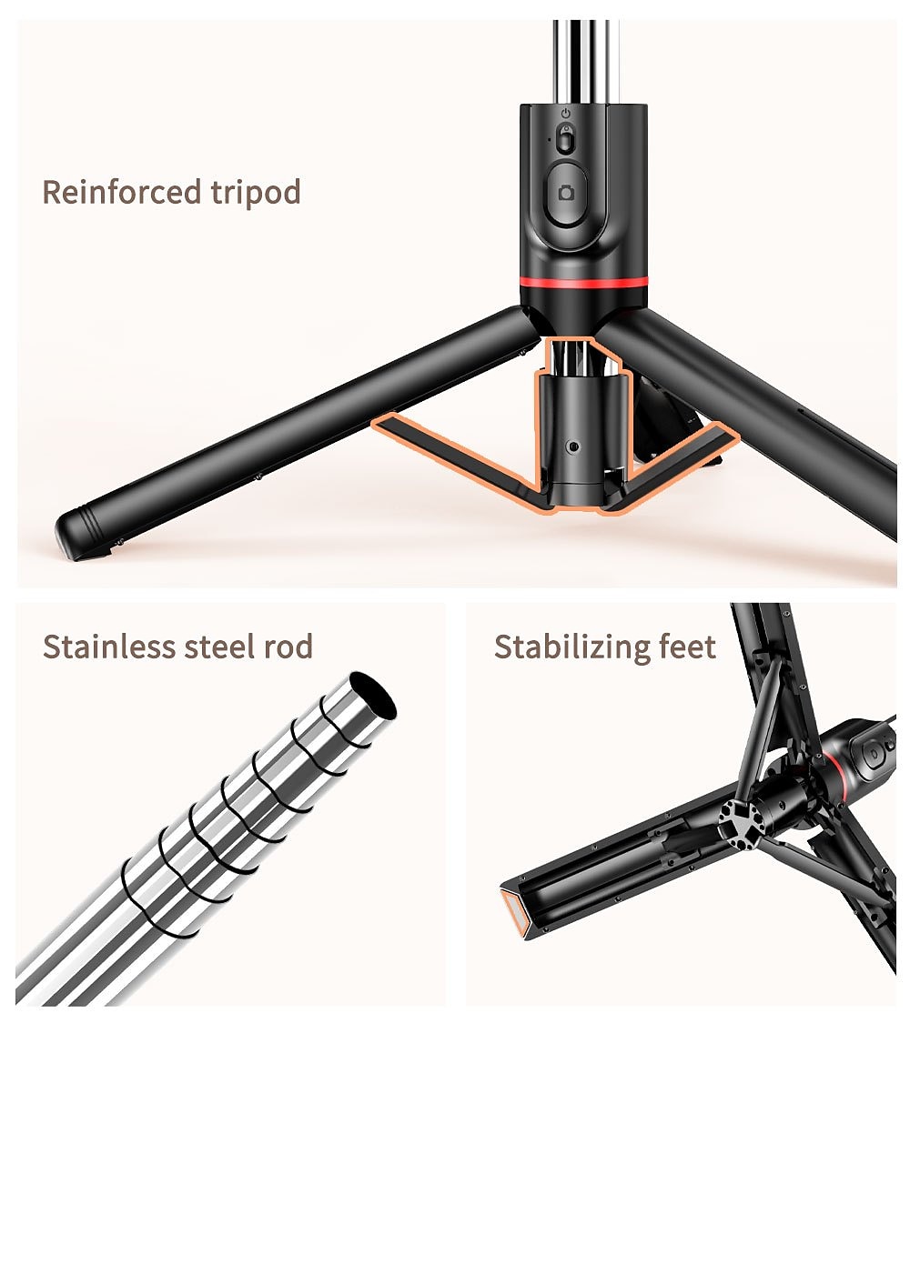 Stable Selfie Stick Tripod With Fill Light 44 Inch Extendable Selfie Stick With Wireless Remote And Tripod Stand 360 Rotation For IPhone 14/13/12/11 Pro/XS Max/XS/XR/X/8/7 Samsung And Smartphone 2025 - $33.99 –P3