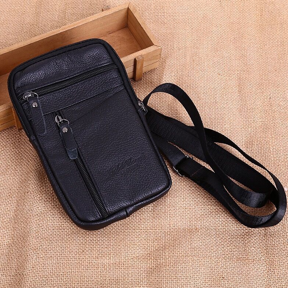 bolsa transversal de couro masculina – bolsa de ombro vintage com vários bolsos para viagens e uso diário de 2026 por $14.99 –P7