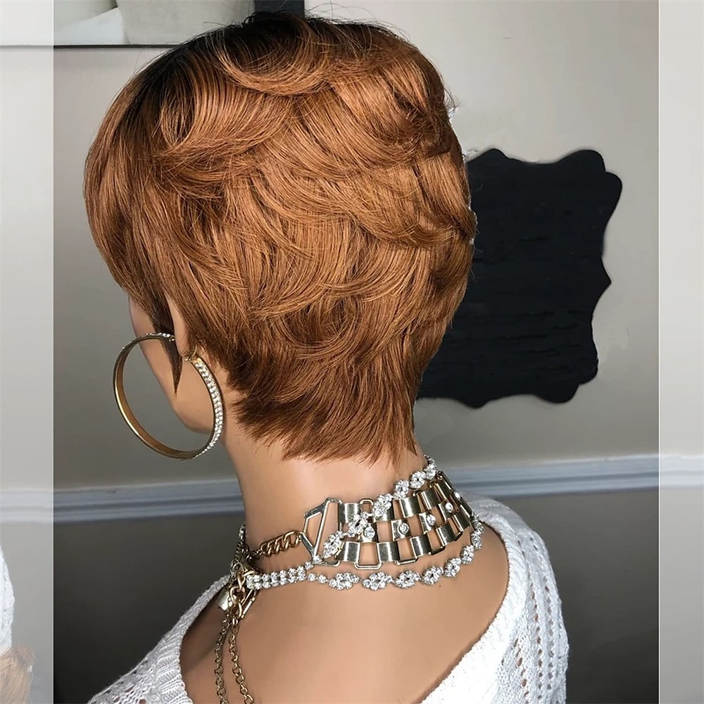 parrucche kabadu pixie cut per donne nere parrucche brasiliane capelli umani con frangia f1b27 parrucche bionde afroamericane parrucche glueless densità 150% del 2025 a $23.99 –P7