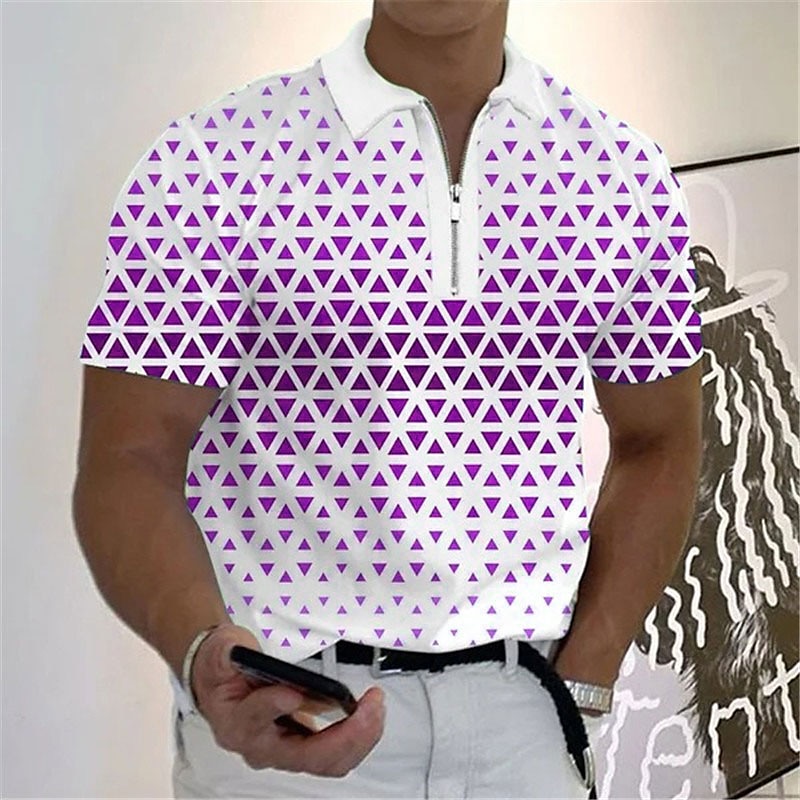 Homme Géométrique Polos à zip Chemise de golf Manche Courte Polos Chemises à Col Occasionnel Vêtements de vacances Tenue formelle Vêtements de festival Impression 3D Polo à fermeture éclair 1/4 Rouge de 2025 ? $22.99 -P3