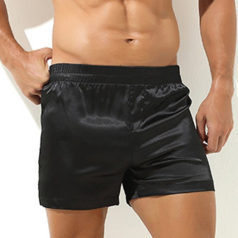 Herr Vardagsklädsel Pyjamasshorts Slät Ledigt Komfort Hem Dagligen Säng Polyester Andningsfunktion Mjuk Elastisk midja Vår Sommar Ljusrosa Svart 2025 - $18.99 –P2