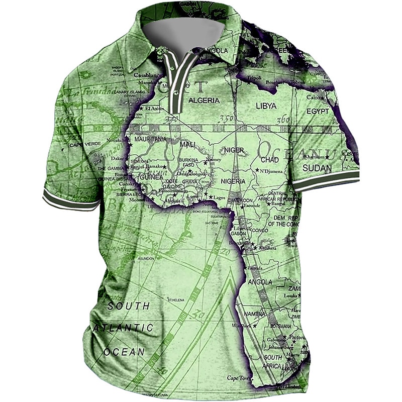Men's Plus Size Polo Shirt Big and Tall Map Turndown Print Short Sleeve Spring & Summer Sports Fashion Streetwear Designer Outdoor Street Tops 2026 - $22.99 –P3