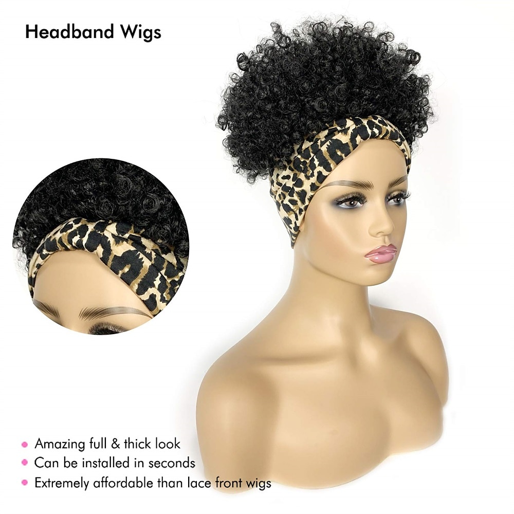 Short Wigs for Black Women Afro Wigs for Black Women Headband Wig