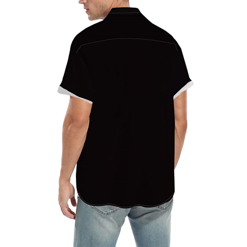 Voor heren Automatisch Gestreept Overhemd Bowlingshirt Overhemd met knopen Korte mouw Vintage Tropisch Modieus Buiten Strand Zomer Lente Strijkijzer Afdrukken Button-omlaag Zwart En Rood Zwart Rood 2025 - $24.99 –P9