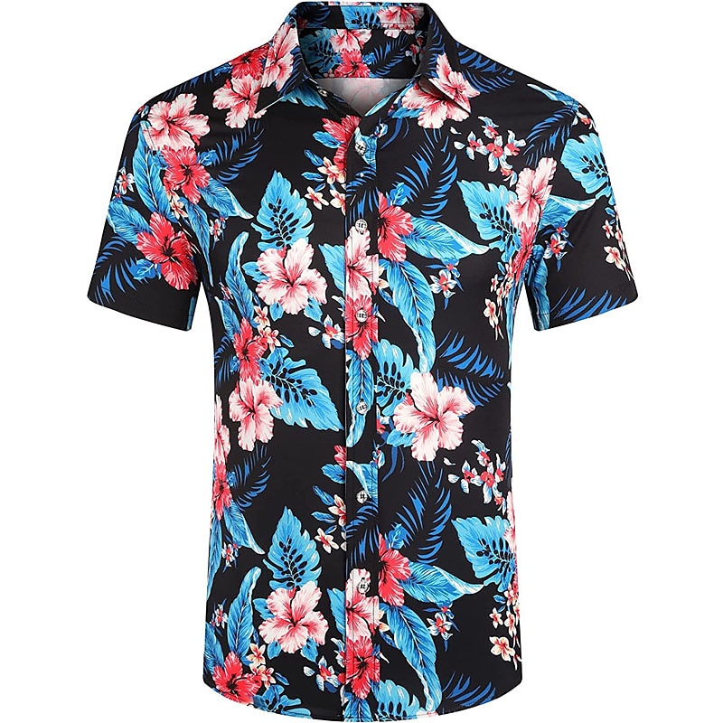 Bărbați Floral Frunze Plante tropicale 2 buc Seturi de camasi Cămașă hawaiană Manșon scurt Pantaloni scurti Răsfrânt Tropical Modă Hawaiană Stradă Casual Hawaiian Imprimeu Vară Primăvară Negru Alb 2025 - $34.99 –P15
