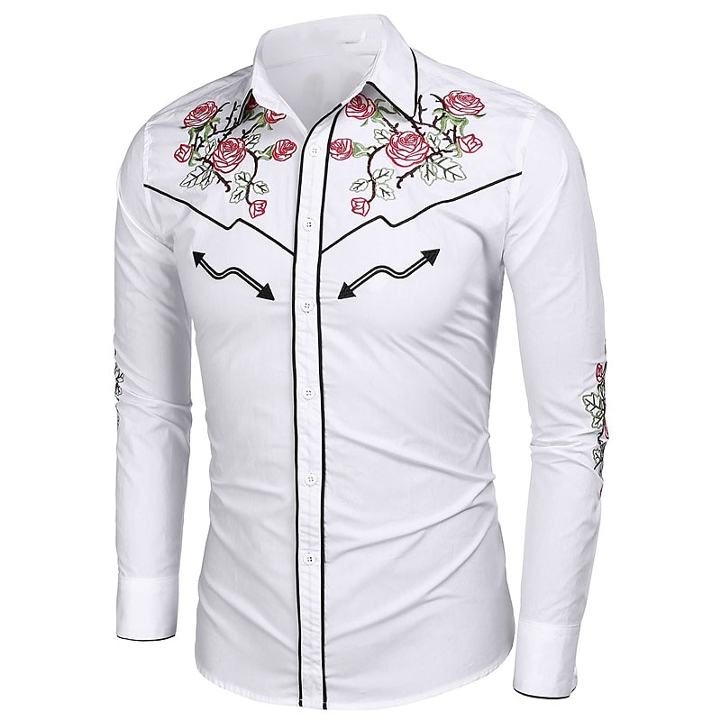 Per uomo Rosa Stampe astratte Camicia Camicia occidentale Camicia da cowboy Manica lunga Di tendenza Streetwear Originale Esterno Giornaliero Autunno inverno Collo ripiegabile Stampa Bottone giù Nero del 2025 a $26.99 –P14