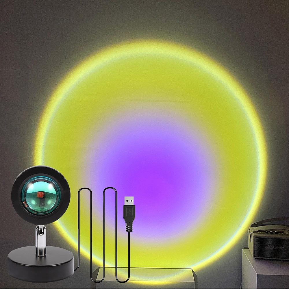 Sunset Lampe Sonnenuntergangs-Projektorlampe, USB-betriebene Regenbogen-Sonnenuntergangs-Atmosphärenlampe, 180 Grad drehbar für Wohnzimmer, Schlafzimmer, Nachttischlampe 2025 - $7.49 –P15