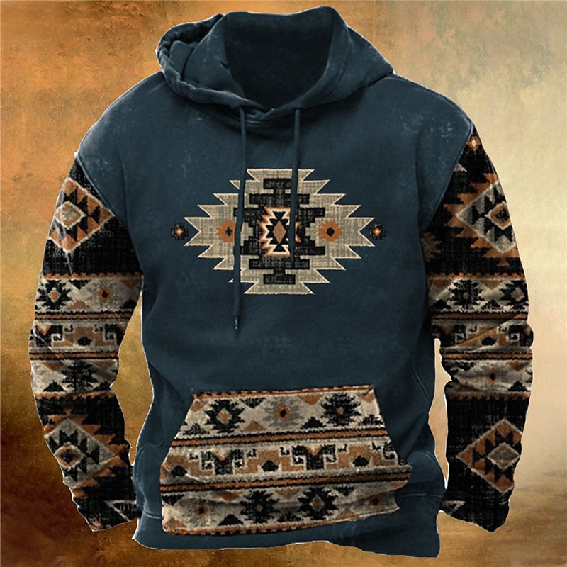 Homens Estilo Boêmio Estampas Abstratas Moletom Moletons Roupa de rua Designer Básico Casual Manga Longa Com Capuz Diário Esportes Azul Marinha Verde Escuro Marron Cinzento Imprimir Primavera & Outono de 2026 por $32.99 –P3