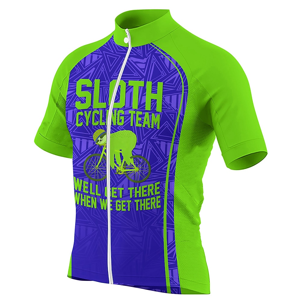 Men's Cycling Jersey Funny Sloth Short Sleeve Bike Jersey Top with