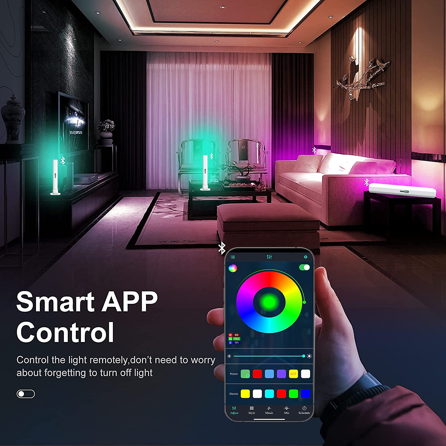 LED Smart Light Bar with Control Ambient Lights Tuya Smart Wifi LED Computer Desktop Background Atmosphere Light E-sports RGB Slide Light with Bluetooth Music Pickup Light RGBIC Plug Power Supply2 Pcs 2025 - $44.99 –P6