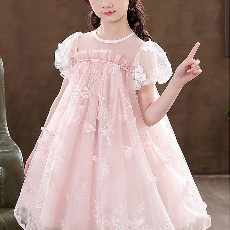 Princesa Até os Joelhos Vestido para Meninas das Flores Festa de Casamento Meninas Lindo Vestido de Baile Renda com Renda Estilo Praia Ajuste 3-16 anos de 2025 por $52.99 –P7