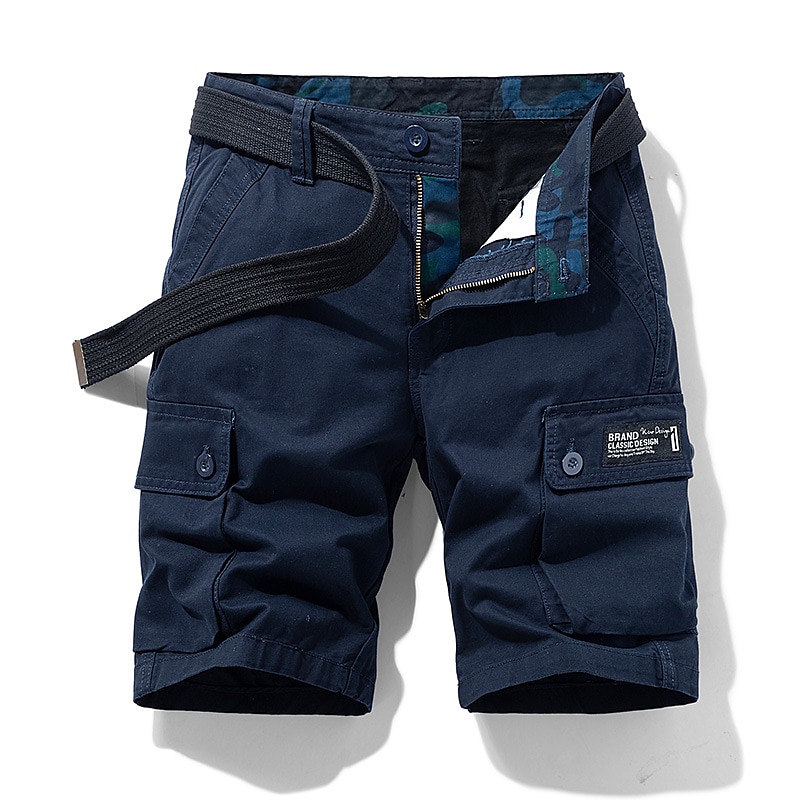 Herren Cargo Shorts Kurze Hosen Shorts Kurze Hosen Multi Pocket Gerade geschnitten Bedruckt Einfarbig Komfort tragbar Knielänge Outdoor Täglich Sport Stilvoll Schwarz Blau 2026 - $26.99 –P2