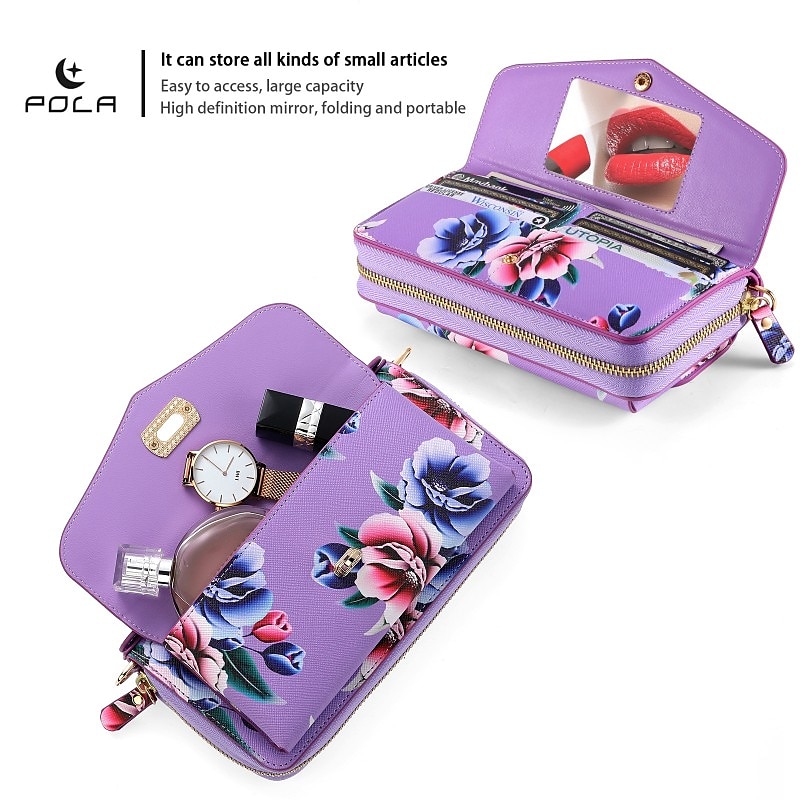 Phone Case For Samsung Galaxy S24 S23 S22 Plus  Ultra Note 20 Ultra Wallet Case Wallet Mirror Zipper Flower TPU PC PU Leather 2025 - $47.99 –P9