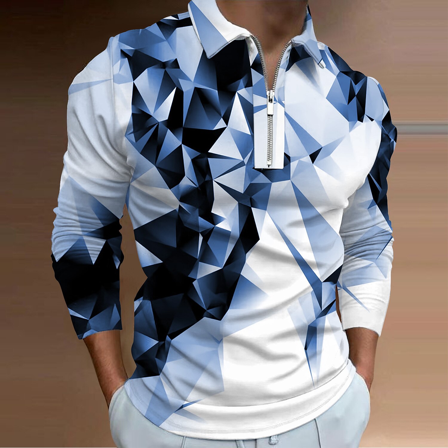 Miesten Geometrinen Vetoketjulliset poolopaidat Golfpaita Pitkähihainen Poolopaidat Kauluspaidat Vapaa-aika Lomavaatteet Muodolliset vaatteet Festivaalivaatteet 3D-tulostus Quarter Zip Polo Keltainen 2025 - $23.99 –P4