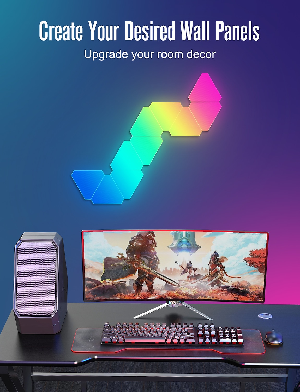 LED Smart Light Triangle Wall Panel Light RGB Color Rhythm App Controlled Gaming Tuya Wifi Bluetooth Remote Control Plate Quantum Lamp E-sports Intelligent Voice Controlled 2025 - $37.99 –P3