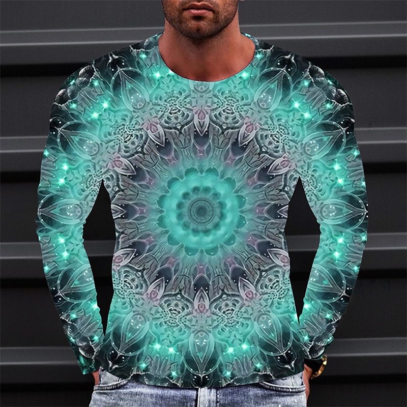 Herren Graphic Technologie T Shirt Tee Langarm T-Shirt 3D-Druck Rundhalsausschnitt Hemd Modisch Designer Einfach Outdoor Casual Täglich Gelb Blau Grün Frühling & Herbst Bekleidung S M L XL 2XL 3XL 2025 - $19.99 –P4