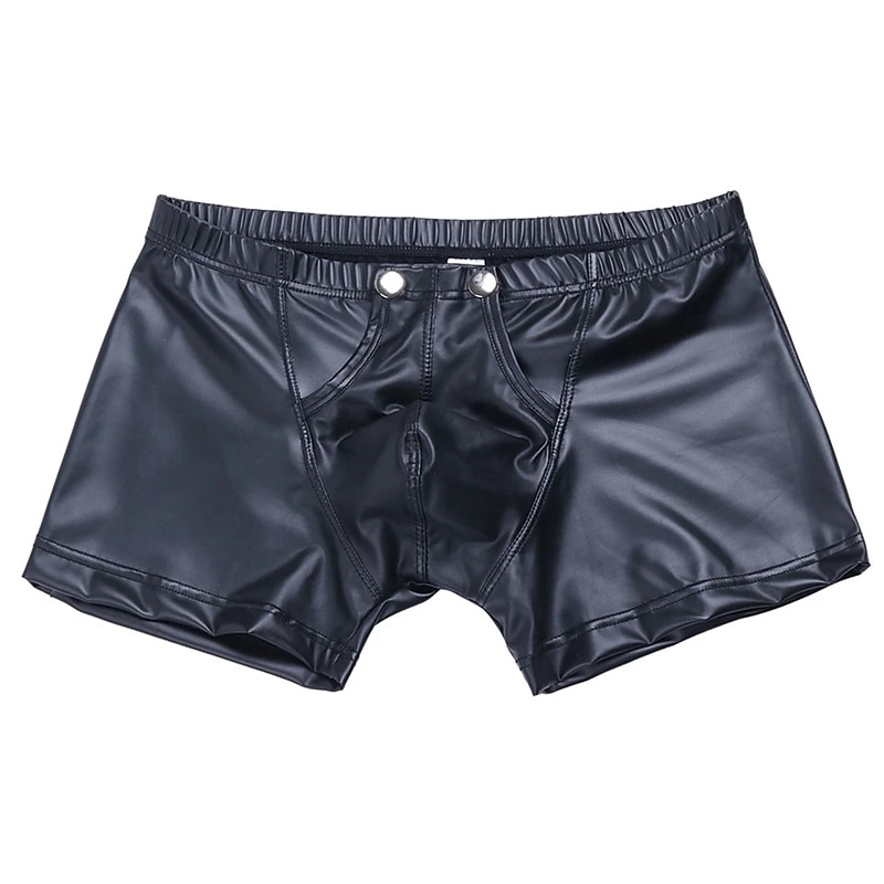 Men's Casual Shorts Faux Leather Shorts Solid Colored Comfort Soft Home Casual Clubwear Sexy Black 2026 - $17.49 –P5