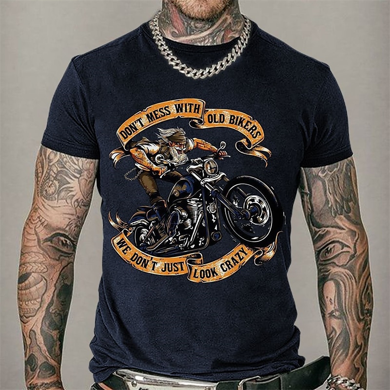 Homens Estampas Abstratas Motocicletas Camiseta Estilo casual Algodão Manga Curta Gráfico Camisa Preto Branco Azul Marinho Camiseta confortável Férias Rua Roupas de estilistas de 2025 por $15.99 –P5