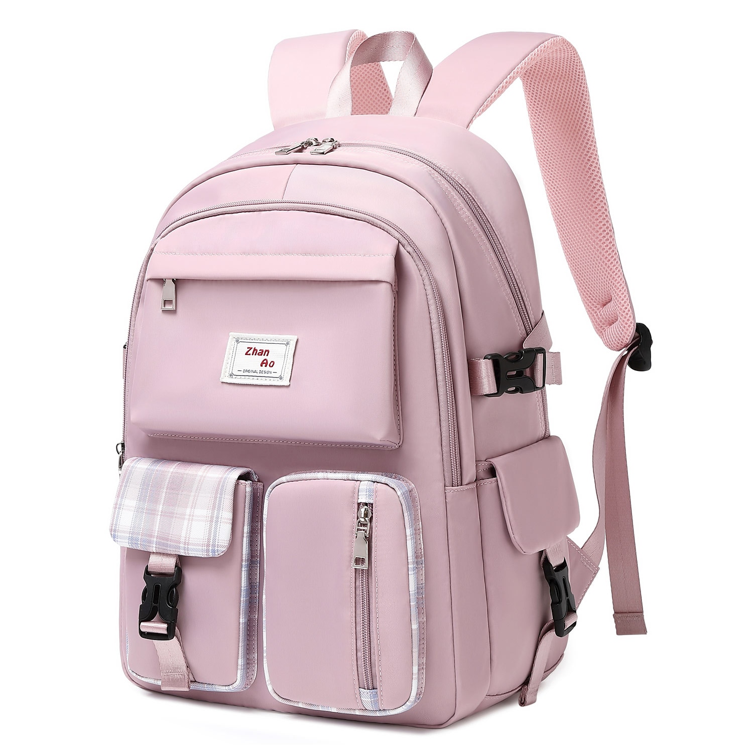 snygg rosa ryggsäck för tonårsflickor - stor kapacitet, back-to school-väska med flera fickor med justerbara remmar och hållbar design 2025 - $46.99 –P2