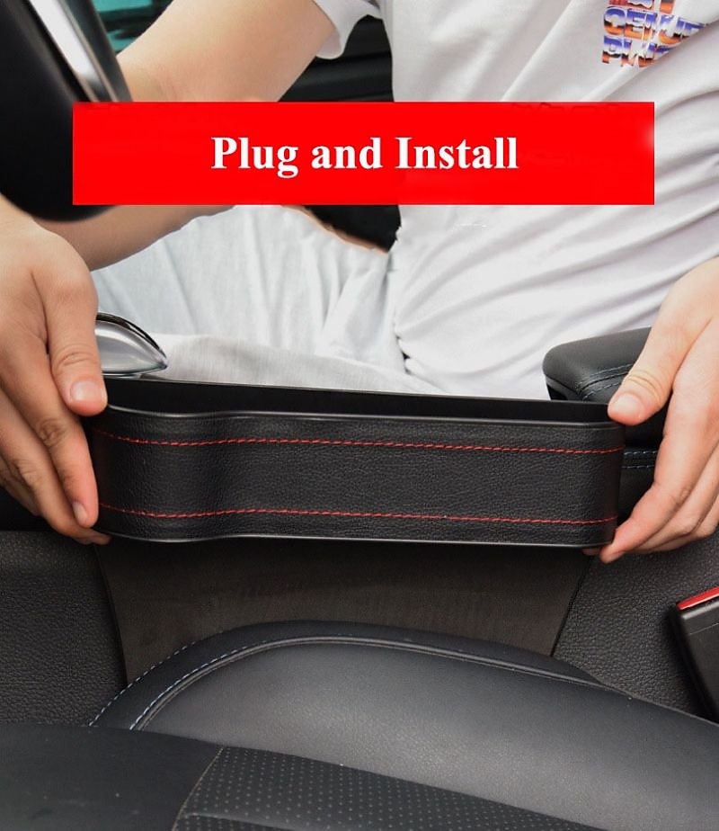 Leather Car Seat Gap Filler Organizer with Cup Holder, Multifunctional Storage Box for Vehicle Seat Side 2025 - $17.99 –P8