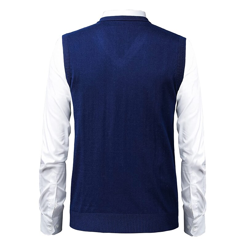 Men's Sweater Sweater Vest Pullover Ribbed Knit Knitted Plaid V Neck Stylish Casual Daily Wear Vacation Clothing Apparel Spring & Fall Camel Black S M L 2025 - $32.99 –P3