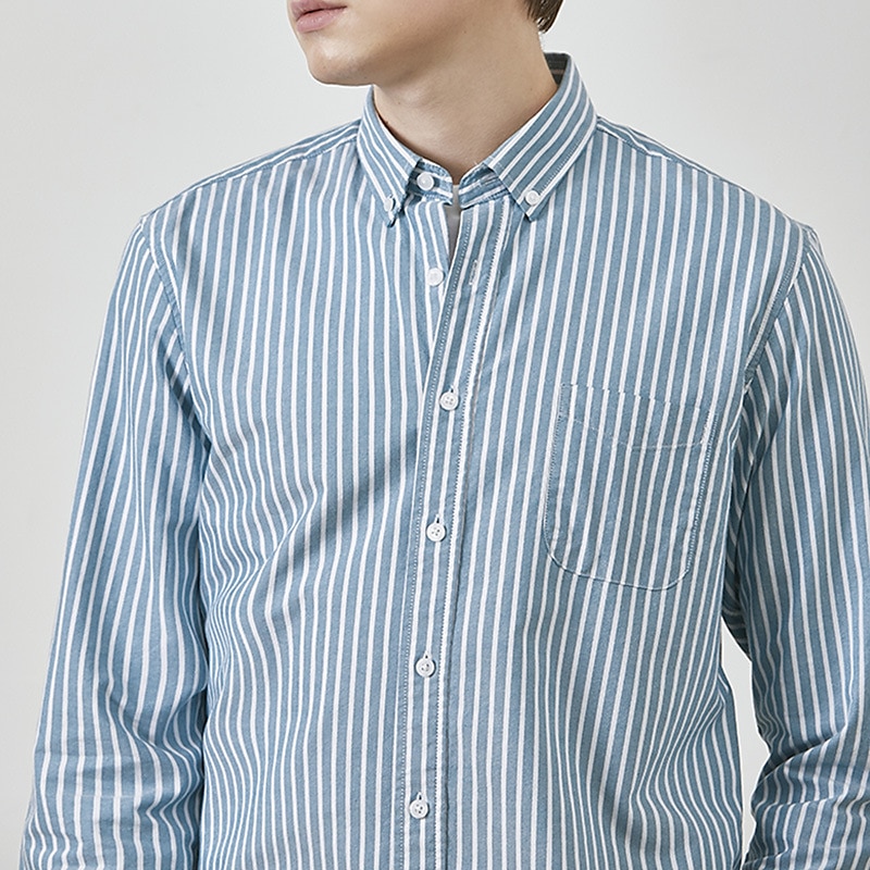 Herr Skjorta Oxford skjorta Randig Bröllop Utomhus Gul Blå Grön Långärmad Fyrkantig hals Vår & Höst Kläder Button-Down 2025 - $34.99 –P3