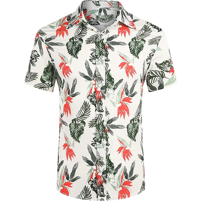 Bărbați Floral Frunze Plante tropicale 2 buc Seturi de camasi Cămașă hawaiană Manșon scurt Pantaloni scurti Răsfrânt Tropical Modă Hawaiană Stradă Casual Hawaiian Imprimeu Vară Primăvară Negru Alb 2025 - $34.99 –P17