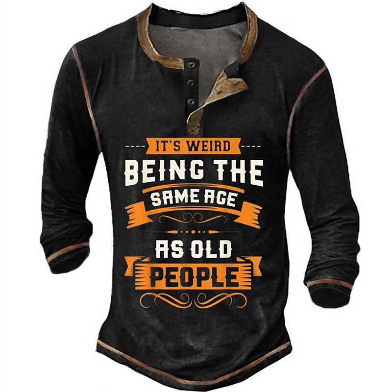 Homme Graphic Lettre Chemise Henley Shirt Tee manche longue 3D effet Mode Design Confortable Extérieur Casual du quotidien Printemps & Automne Noir bleu marine Henley T-shirt Henley de 2025 ? $22.99 –P2