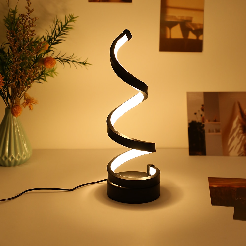 lampada da tavolo a spirale a led moderna interruttore a pulsante di accensione usb dimmerabile a tre marce del 2025 a $27.99 –P8