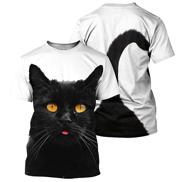 Men's Graphic Animal Cat T shirt Tee Short Sleeve T shirt 3D Print Crew Neck Shirt Vintage Fashion Designer Outdoor Casual Daily Black Yellow Orange Spring & Summer Clothing Apparel S M L XL 2XL 3XL 2025 - $17.99 –P3