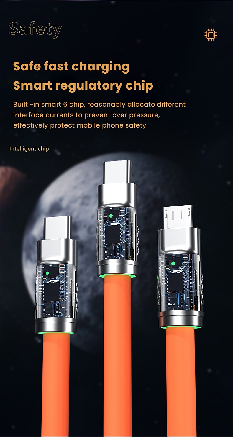 3.3ft 120W 3-In-1 Multi Fast Charging Nylon Braided Cable USB Charger Cord With 3 Different Ports (USB C/Micro/Lightning) 2025 - $12.99 –P4