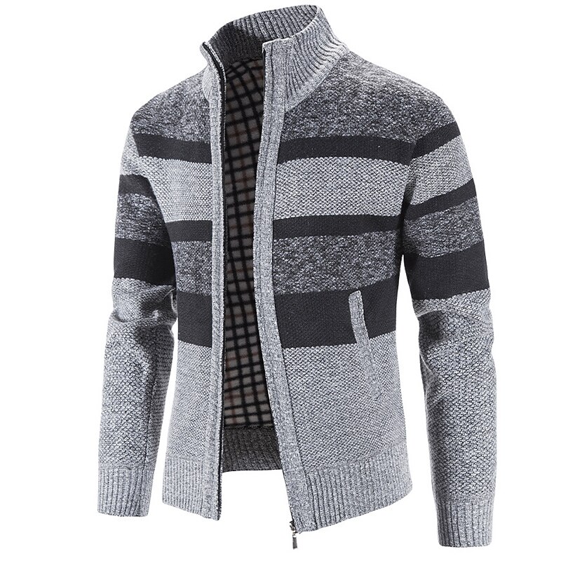 Herren Pullover Strickjacke Zip Pullover Reißverschluss Pullover Jacke Gerippt Stricken Strick Farbblock Ständer Modisch Casual Sport Freizeitskleidung Bekleidung Herbst Winter Marineblau Blau M L XL 2025 - $30.99 –P7