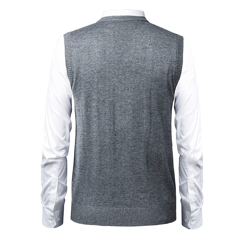 Men's Sweater Sweater Vest Pullover Ribbed Knit Knitted Plaid V Neck Stylish Casual Daily Wear Vacation Clothing Apparel Spring & Fall Camel Black S M L 2025 - $32.99 –P12