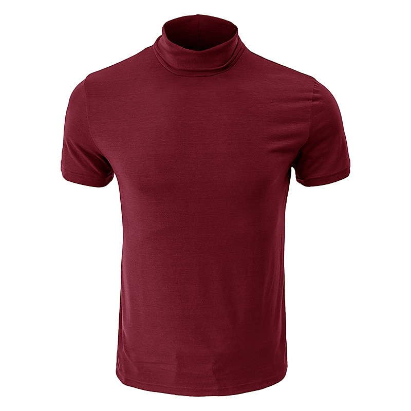 Voor heren T-shirt Coltrui Korte mouw Hoge nek Zomer Effen Stijlvol Modern eigentijds Comfortabel Vakantie Uitgaan Casual / Dagelijks Koffie Top T-shirt voor mannen 2026 - $18.99 –P6