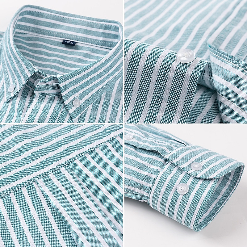Herr Skjorta Oxford skjorta Randig Bröllop Utomhus Gul Blå Grön Långärmad Fyrkantig hals Vår & Höst Kläder Button-Down 2025 - $34.99 –P8