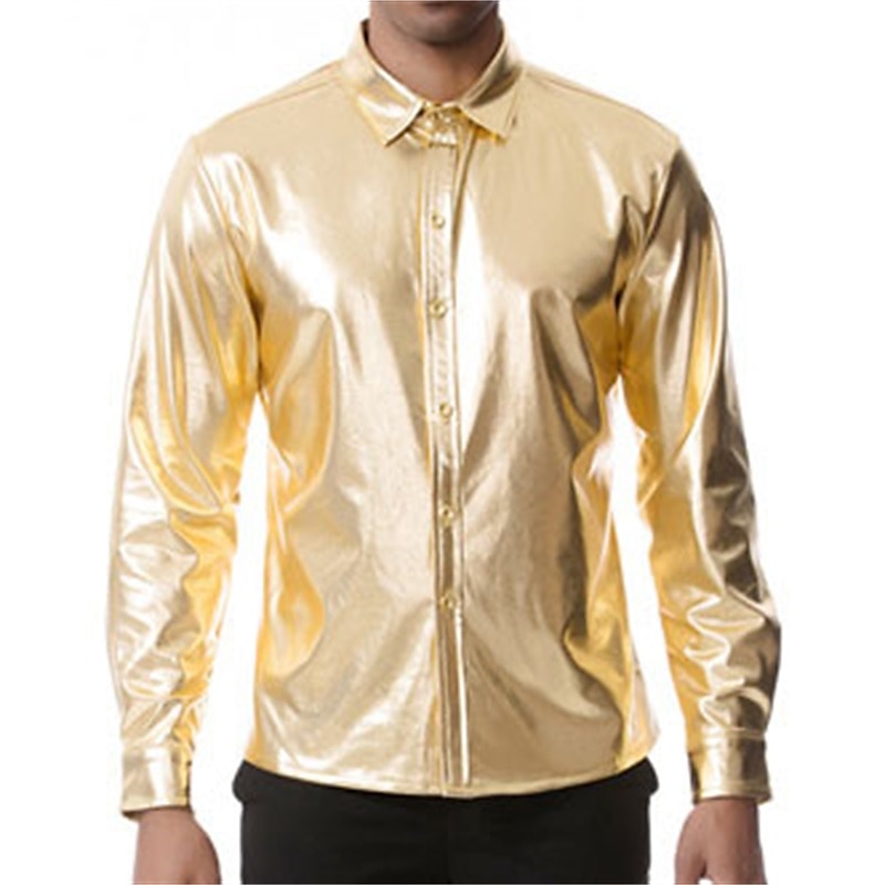 Herr Smokingskjortor Slät Fest Helgdag Silver Svart Långärmad Nedvikt Vår & Höst Kläder Button-Down 2025 - $38.99 –P8