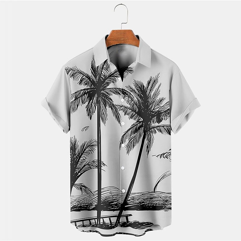 Men's Coconut Tree Tropical Plants Shirt Summer Hawaiian Shirt Aloha Shirt Short Sleeves Shirt Turndown Tropical Fashion Hawaiian Outdoor Street Hawaiian Blue Purple Brown S M L 2025 - $24.99 –P2