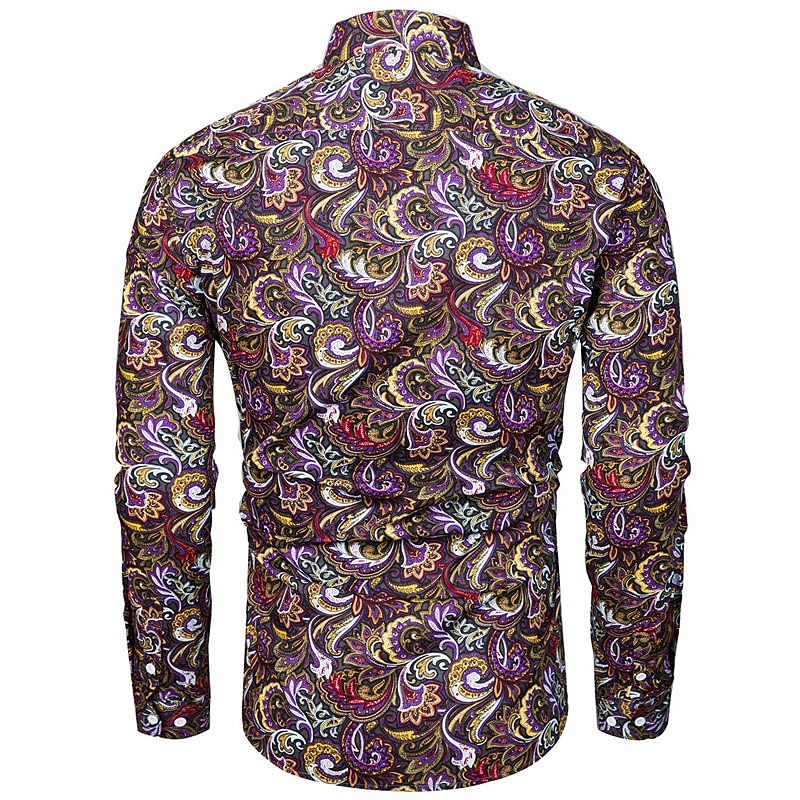 Bărbați Floral Imprimeu Paisley Cămașă Cămașă Boho Manșon Lung Sport Modă Șic Stradă În aer liber Zilnic Toamna iarna Răsfrânt Imprimeu Buton în jos Negru Roșu-aprins Mov Trifoi 2025 - $26.99 –P6