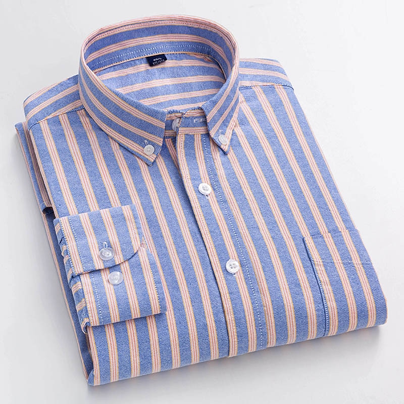 Herr Skjorta Oxford skjorta Randig Bröllop Utomhus Gul Blå Grön Långärmad Fyrkantig hals Vår & Höst Kläder Button-Down 2025 - $34.99 –P6